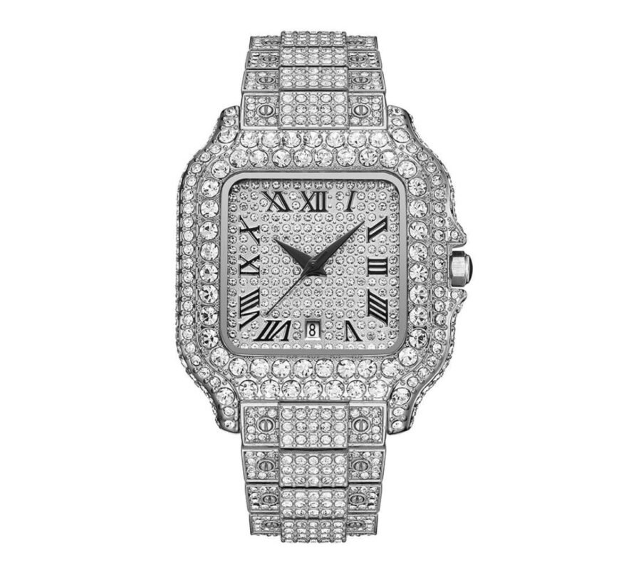 Straight European Hip Hop Diamond Quartz Wrist Watch - Image 15