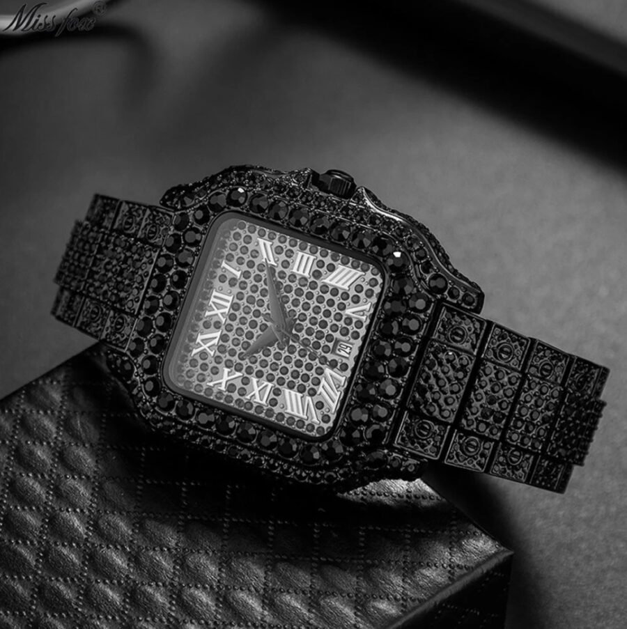 Straight European Hip Hop Diamond Quartz Wrist Watch - Image 5