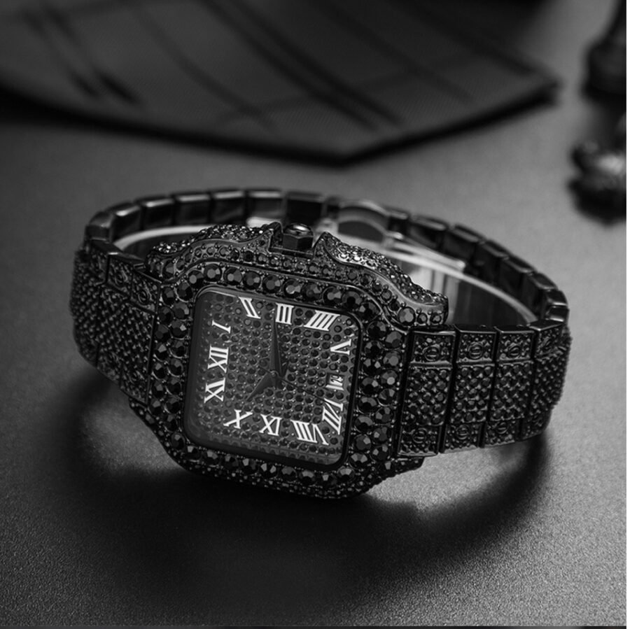 Straight European Hip Hop Diamond Quartz Wrist Watch - Image 4
