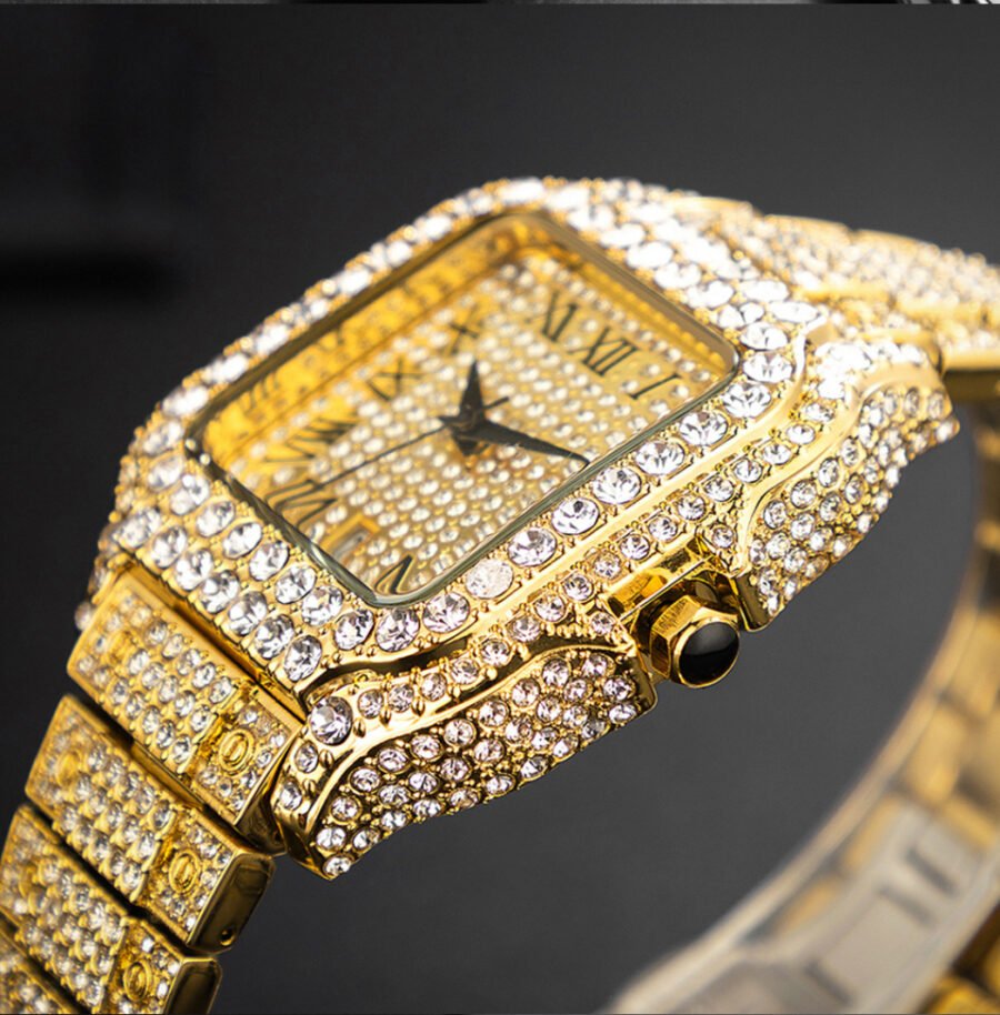 Straight European Hip Hop Diamond Quartz Wrist Watch - Image 7
