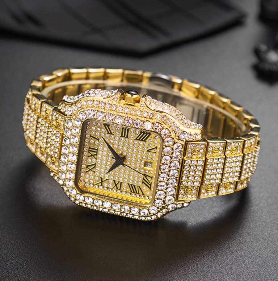 Straight European Hip Hop Diamond Quartz Wrist Watch - Image 13