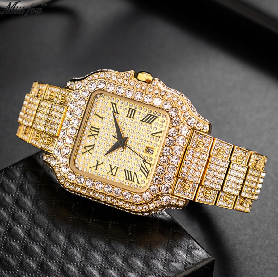 Straight European Hip Hop Diamond Quartz Wrist Watch - Image 10