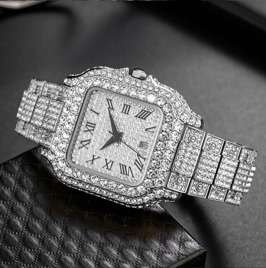 Straight European Hip Hop Diamond Quartz Wrist Watch - Image 14