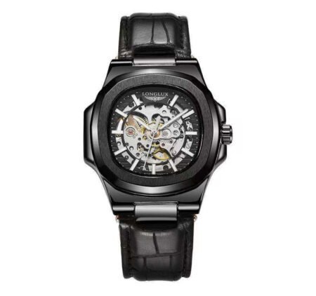 Barrel-shaped Leather Belt Men's Waterproof Mechanical Watch