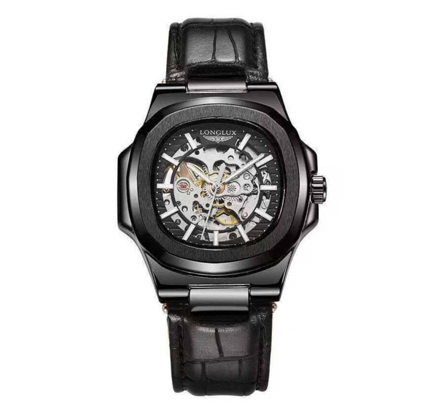 Barrel-shaped Leather Belt Men's Waterproof Mechanical Watch