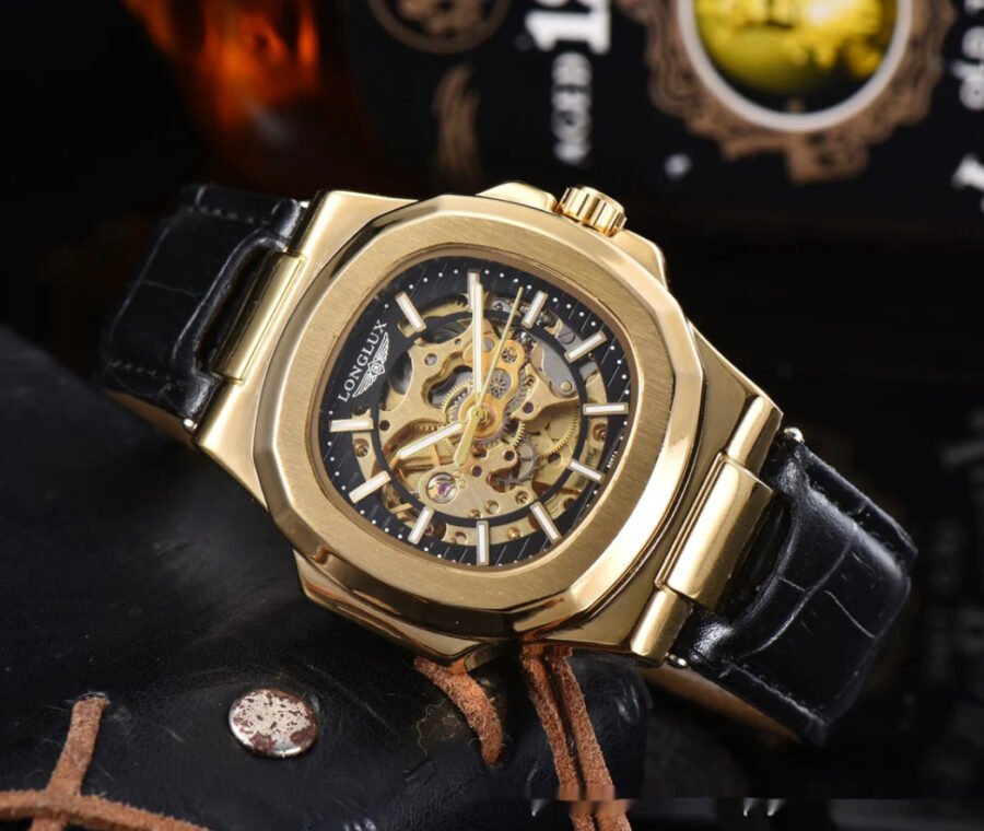 Barrel-shaped Leather Belt Men's Waterproof Mechanical Watch - Image 6