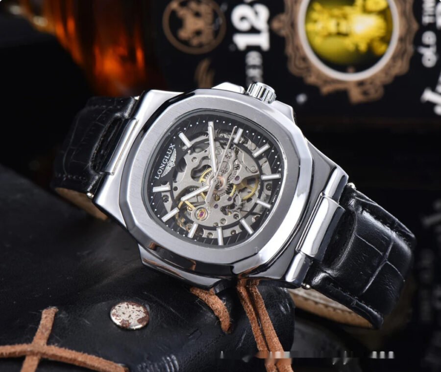 Barrel-shaped Leather Belt Men's Waterproof Mechanical Watch - Image 3