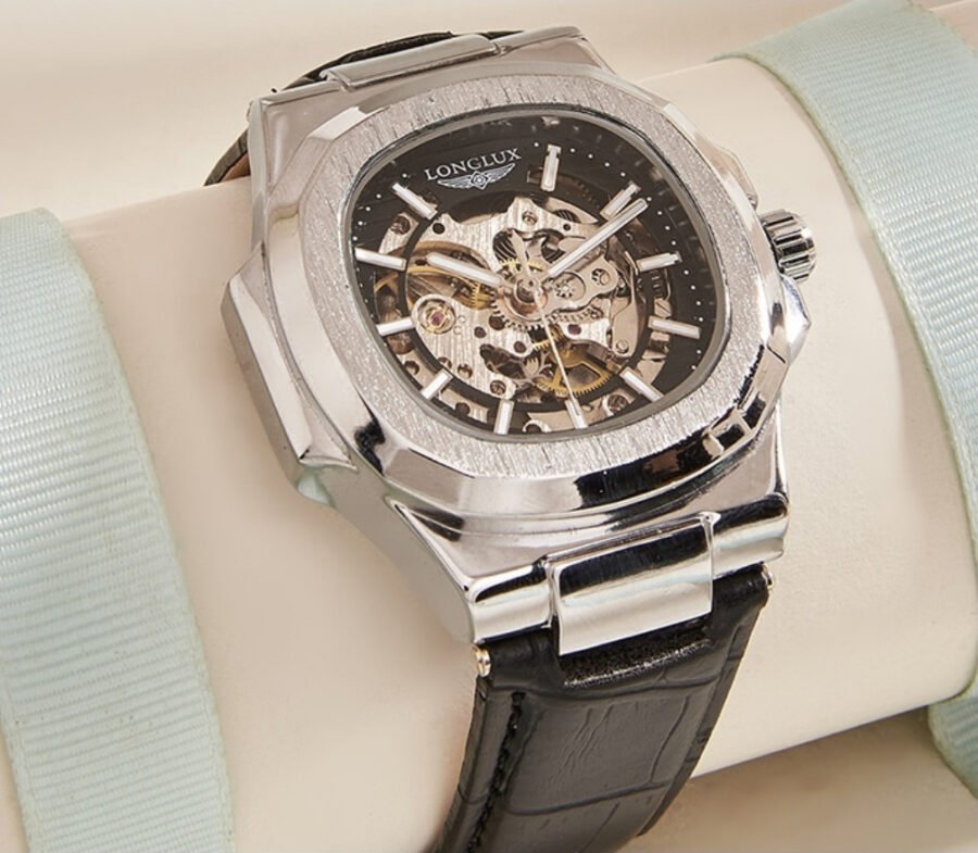 Barrel-shaped Leather Belt Men's Waterproof Mechanical Watch - Image 2