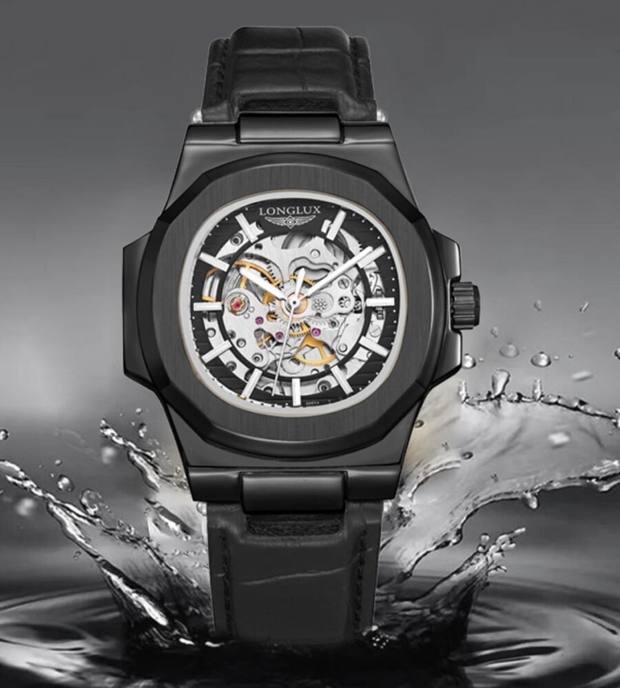 Barrel-shaped Leather Belt Men's Waterproof Mechanical Watch - Image 4