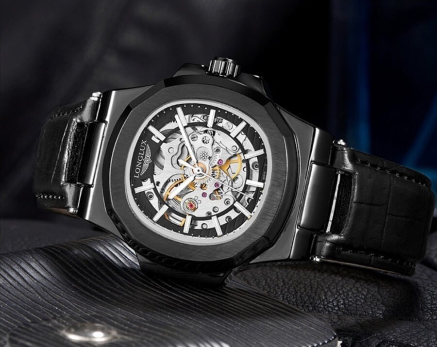 Barrel-shaped Leather Belt Men's Waterproof Mechanical Watch - Image 7