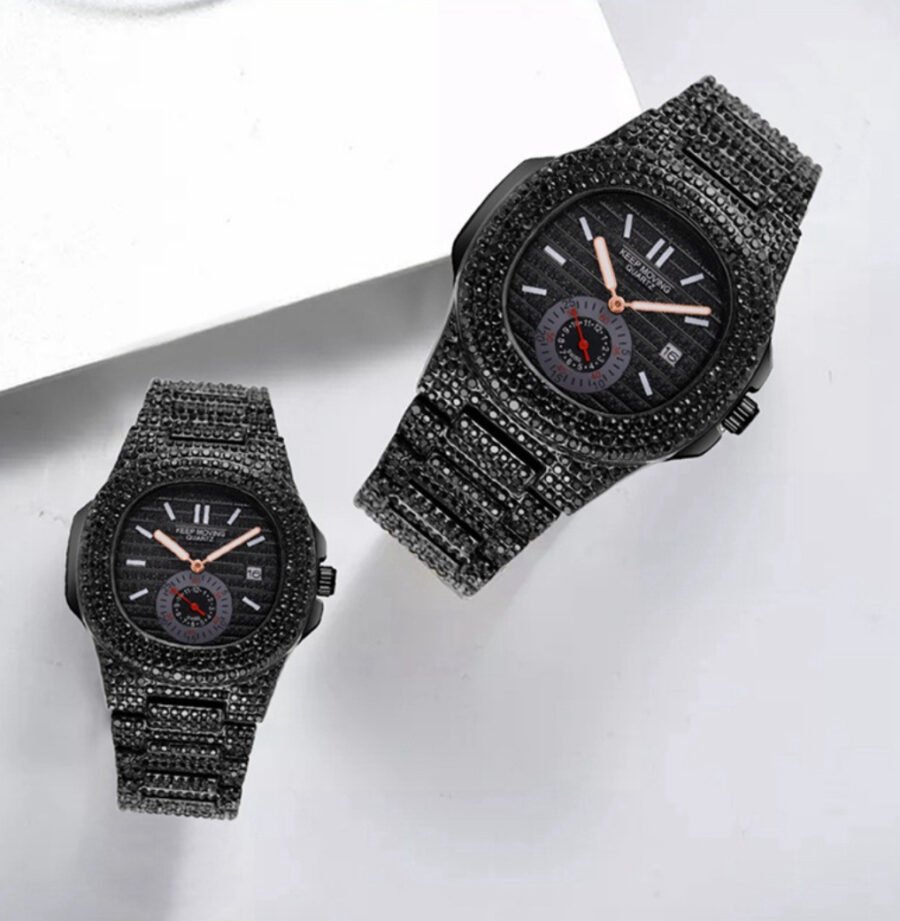 Fashion And Fully Jewelled Calendar Quartz Watch